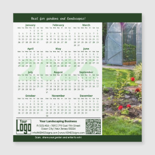 Garden Landscape Green White 2026 Calendar Magnet