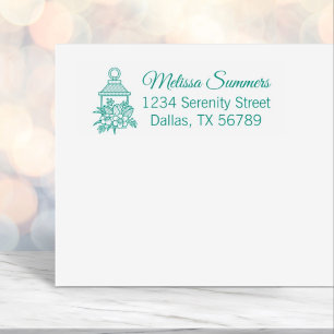 Garden Lantern Flowers Address 4 Self-inking Stamp