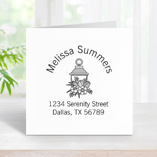Garden Lantern Flowers Arch Address 4 Rubber Stamp