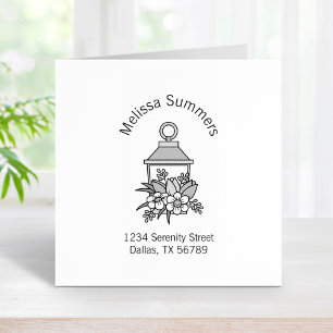 Garden Lantern Flowers Arch Address 5 Rubber Stamp