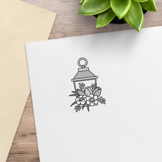 Garden Lantern Flowers Rubber Stamp (Creator Uploaded)