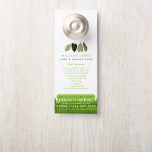 Garden Lawn Care Landscaping Leaves Business Logo Door Hanger