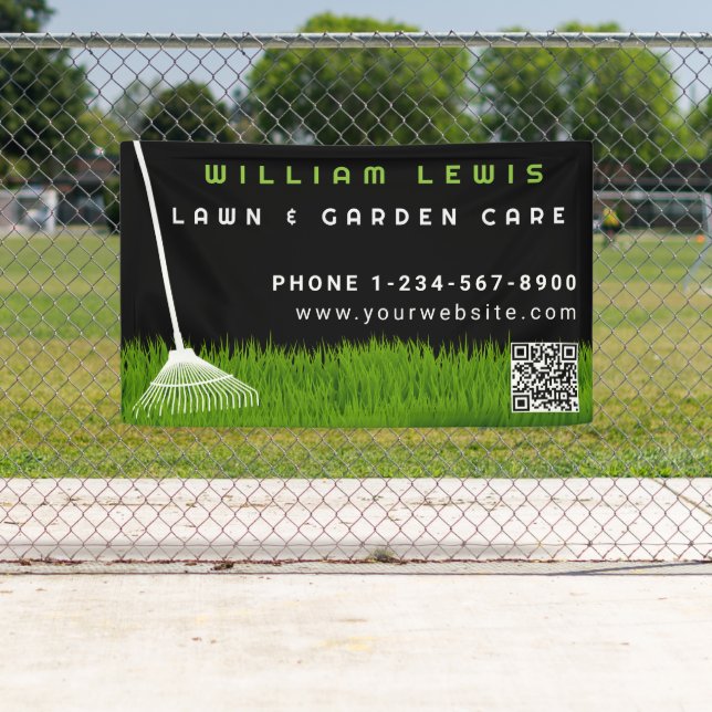 Garden Lawn Care Landscaping Modern Grass Rake Banner (Insitu)