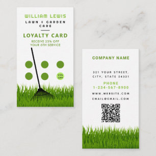Garden Lawn Care Modern Grass Rake Loyalty Business Card