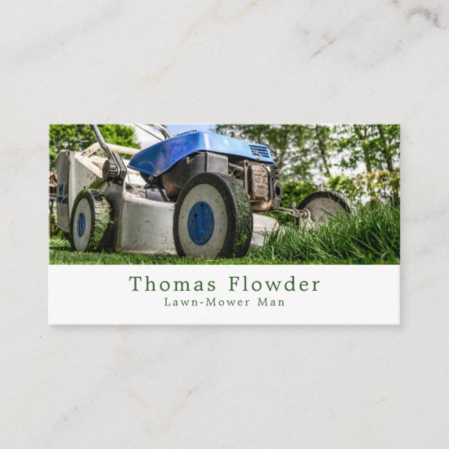 Garden Lawn-Mower, Gardener, Horticulturist Business Card (Front)