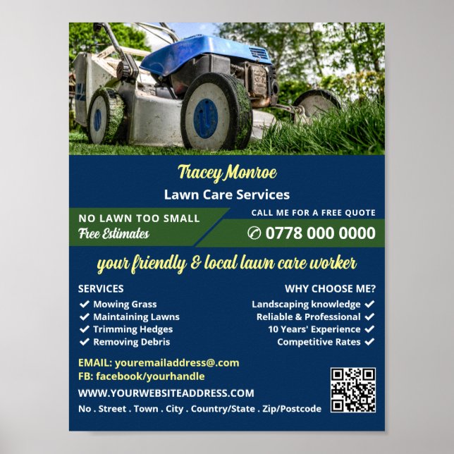 Garden Lawn-Mower, Lawn Care Services Poster (Front)