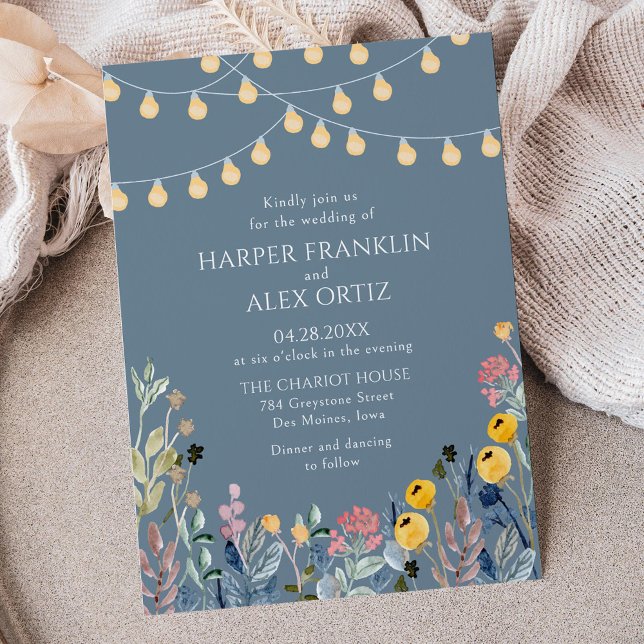 Garden Lights and Wildflowers Wedding Invitation (Creator Uploaded)