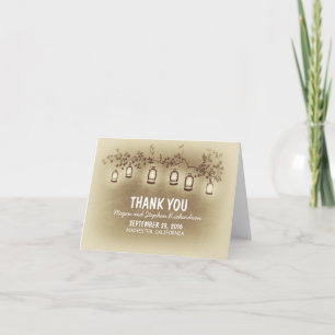 Garden lights vintage lanterns wedding thank you card