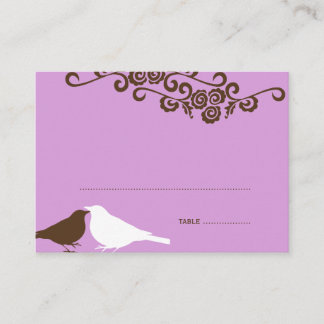 Garden love birds purple wedding escort place card