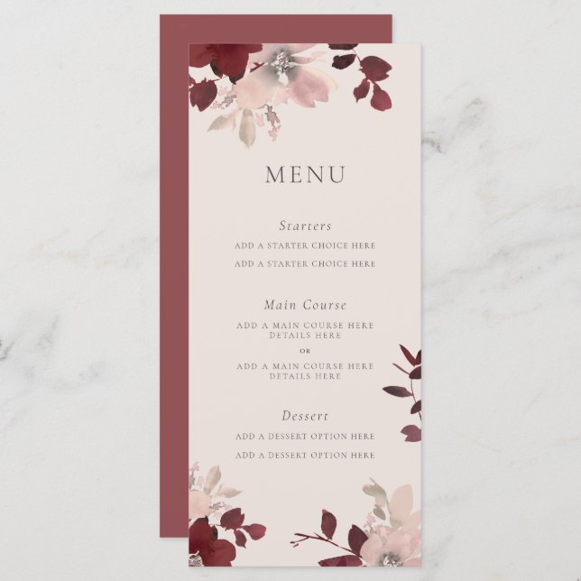 Garden Love Menu Card (Front/Back)