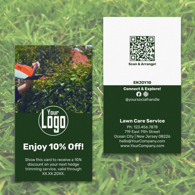 Garden Maintenance Service Enjoy 10% Off! Discount Card (Garden Maintenance Service Enjoy 10% Off! Discount Card, Green & White)
