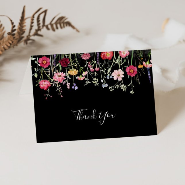 Garden Multicolor Wildflower Folded Wedding  Thank You Card (Creator Uploaded)