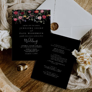 Garden Multicolor Wildflower Front & Back Wedding Invitation