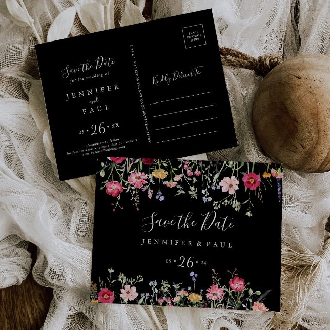 Garden Multicolor Wildflower Save the Date Postcard (Creator Uploaded)