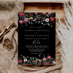 Garden Multicolor Wildflower Spanish Wedding Invitation<br><div class="desc">This garden multicolor wildflower Spanish wedding invitation is perfect for a rustic wedding. The design features a multicolored assortment of pink,  blush,  purple,  yellow,  white,  violet,  red,  burgundy wild flowers in a black background.</div>