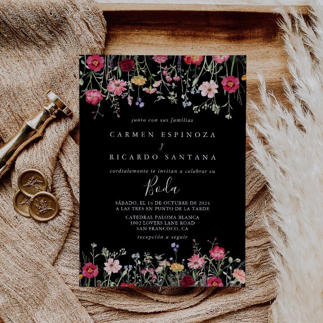 Garden Multicolor Wildflower Spanish Wedding Invitation (Creator Uploaded)