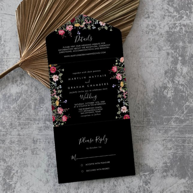 Garden Multicolor Wildflower Wedding     All In One Invitation (Creator Uploaded)