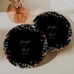 Garden Multicolor Wildflower Wedding Cake Paper Plate<br><div class="desc">This garden multicolor wildflower wedding cake paper plate is perfect for a modern wedding reception. The design features a multicolored assortment of pink, blush, purple, yellow, white, violet, red, burgundy wild flowers in a black background. Make it your own by adding the names of the bride and groom and wedding...</div>