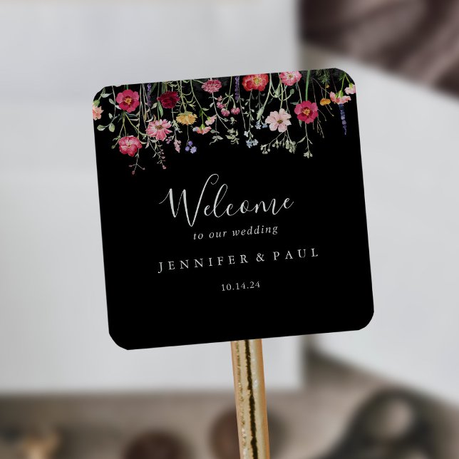 Garden Multicolor Wildflower Wedding Welcome Square Sticker (Creator Uploaded)