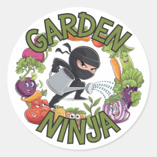 Garden Ninja Design - Fun Gardening Graphic Classic Round Sticker