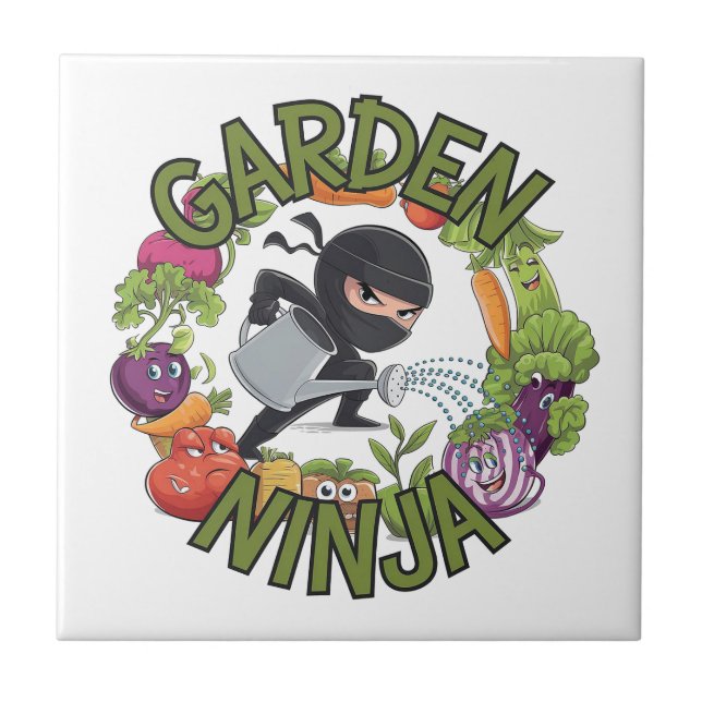 Garden Ninja Design - Fun Gardening Graphic Tile (Front)