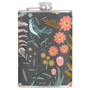 Garden of birds hip flask