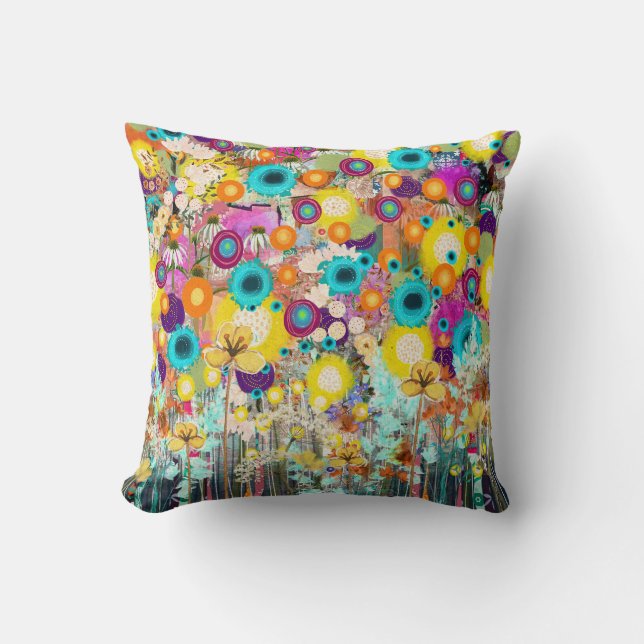 Garden of Dreams - Nature Inspired Floral Art -  Cushion (Front)