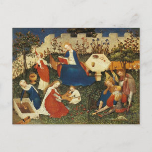 Garden of Eden mediaeval art Postcard