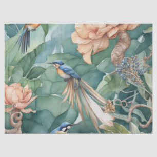 Garden of Eden with Birds and Flowers Decoupage Pa Tissue Paper