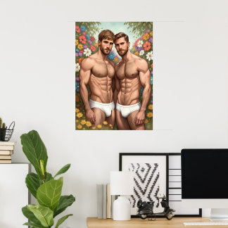 Garden of Gay Love: Floral Embrace Poster