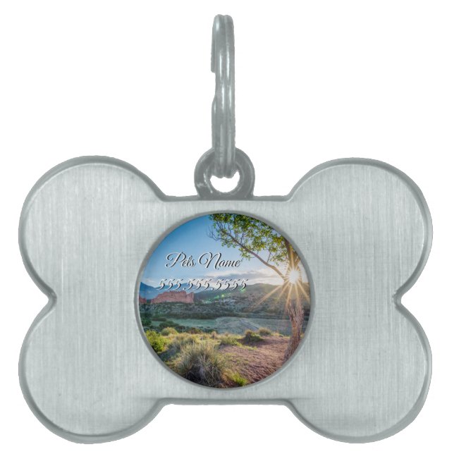 Garden Of Gods Tree Sunburst Pet Tag (Front)