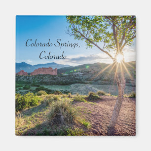 Garden Of Gods Tree Sunburst Square Magnet