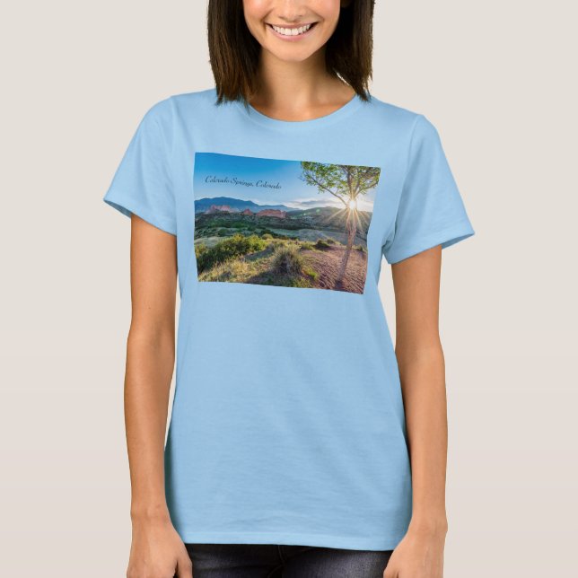 Garden Of Gods Tree Sunburst T-Shirt (Front)