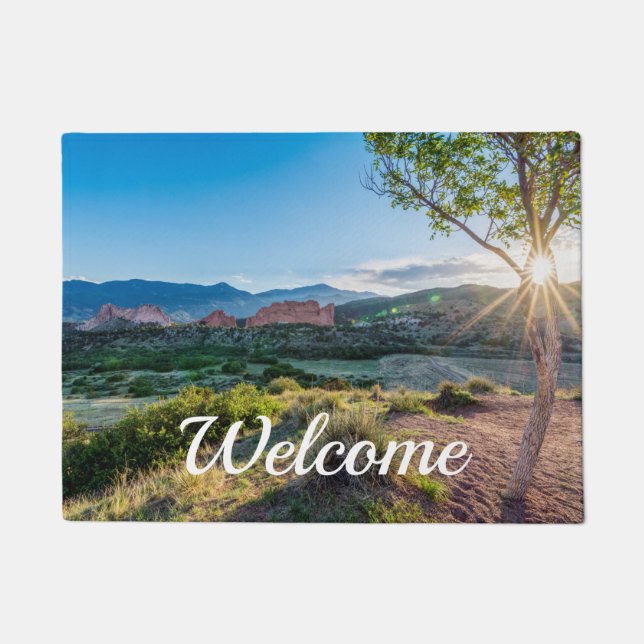 Garden Of Gods Tree Sunburst Welcome Doormat (Front)