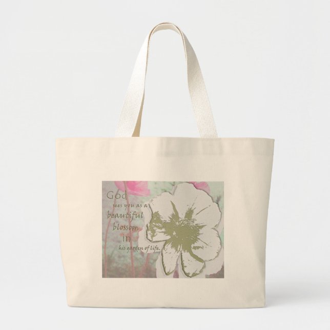 "Garden of Life" digital collage Large Tote Bag (Front)