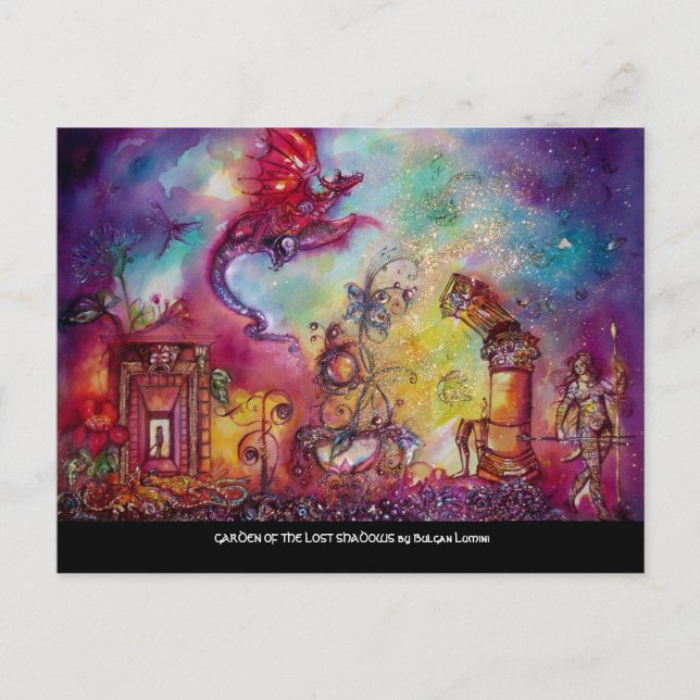 GARDEN OF LOST SHADOWS Flying Red Dragon Invitation Postcard (Front)