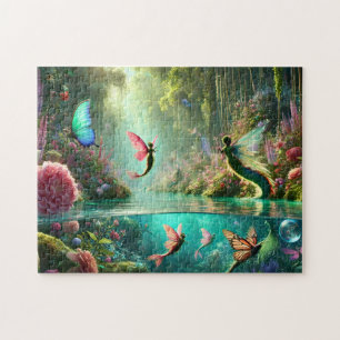 Garden of Lost Tails Butterfly Winged Mermaid Jigsaw Puzzle