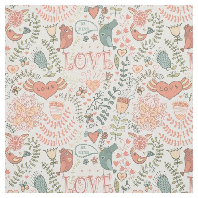 Garden of Love Lovebirds Fabric (Swatch)
