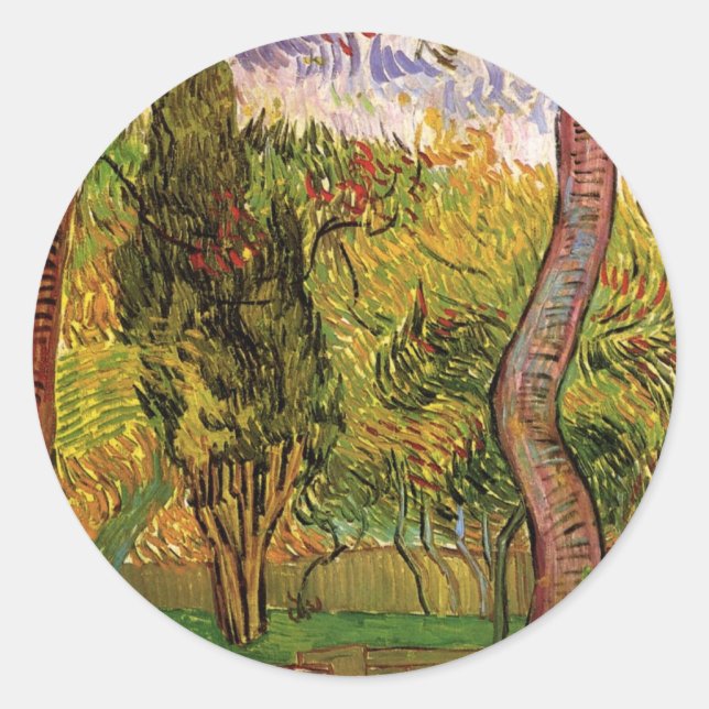 Garden of Saint-Paul Hospital by Vincent van Gogh Classic Round Sticker (Front)