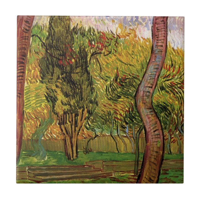 Garden of Saint-Paul Hospital by Vincent van Gogh Tile (Front)