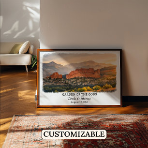 Garden of the Gods Colorado Poster, Watercolor Poster