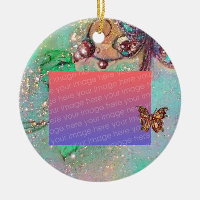 GARDEN OF THE LOST SHADOWS Blue Photo Template Ceramic Tree Decoration (Front)