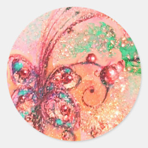 GARDEN OF THE LOST SHADOWS -BUTTERFLY PLANT CLASSIC ROUND STICKER