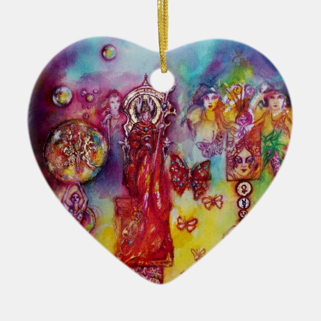 GARDEN OF THE LOST SHADOWS- BUTTERFLY PLANT Heart Ceramic Tree Decoration (Front)