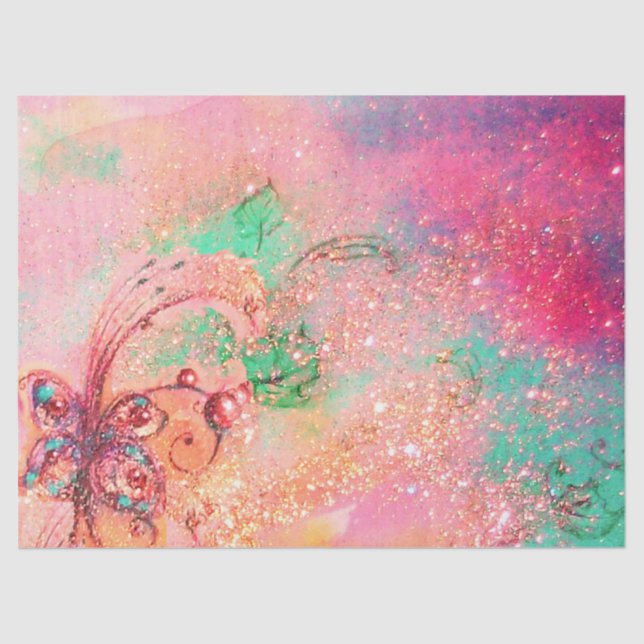 GARDEN OF THE LOST SHADOWS -BUTTERFLY PLANT Pink Tissue Paper (Front)