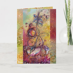 GARDEN OF THE LOST SHADOWS -BUTTERFLY PLANT yellow Holiday Card