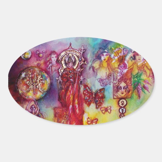 GARDEN OF THE LOST SHADOWS, FAERY AND BUTTERFLIES OVAL STICKER (Front)