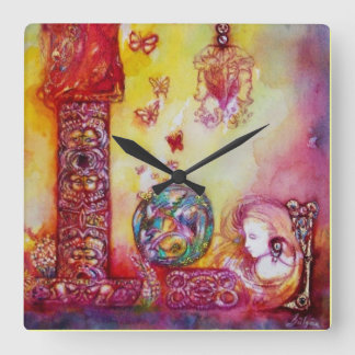 GARDEN OF THE LOST SHADOWS-FAIRIES AND BUTTERFLIES SQUARE WALL CLOCK