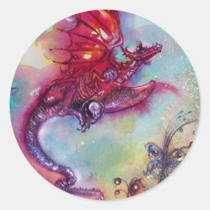 GARDEN OF THE LOST SHADOWS - FLYING RED DRAGON CLASSIC ROUND STICKER