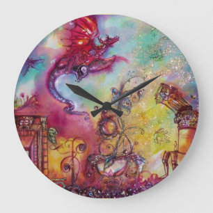 GARDEN OF THE LOST SHADOWS / FLYING RED DRAGON LARGE CLOCK